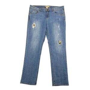 Democracy‎ "Flex"-cellent Jeans Women's Size 14  Sequin Patch Light Wash Denim